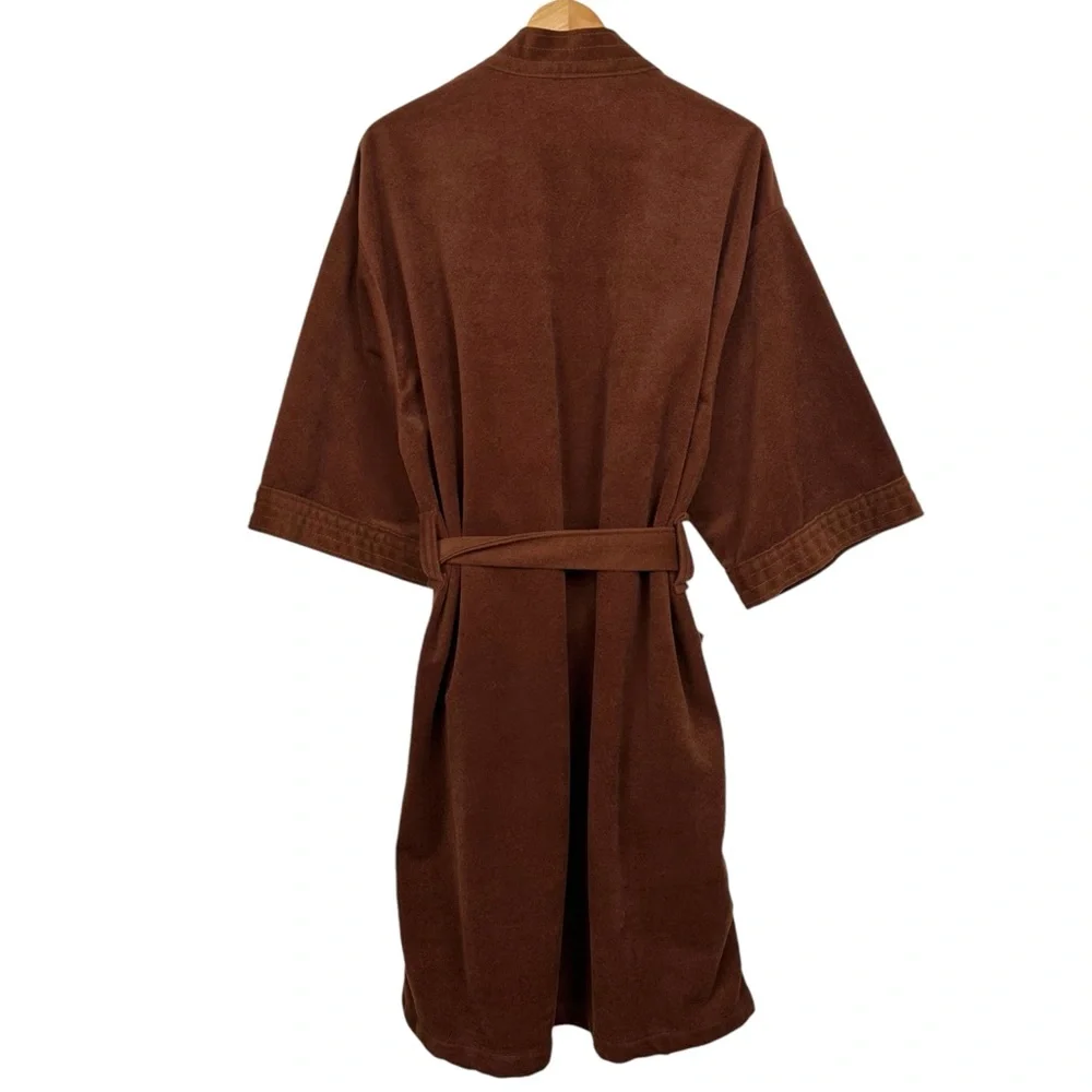 Luxurobe Vintage New York Velour Chocolate Brown Bath Robe Smoke Coat Jacket